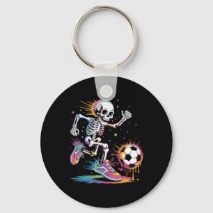 Funny Skeleton Soccer Drip Dripping Boy Youth Kids Key Ring