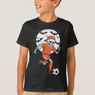 Funny Skeleton Soccer Halloween Costume Boys Kids T-Shirt
