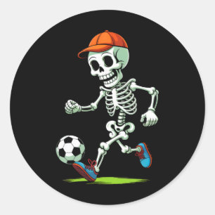 Funny Skeleton Soccer Halloween Costume Men Boys T Classic Round Sticker