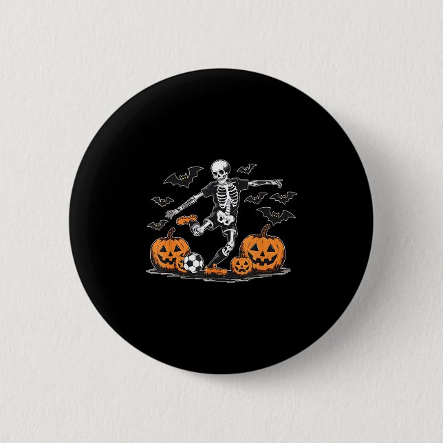 Funny Skeleton Soccer Men Boys Kids Halloween Cost 6 Cm Round Badge (Front)
