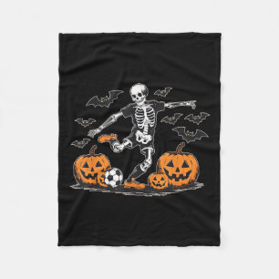 Funny Skeleton Soccer Men Boys Kids Halloween Cost Fleece Blanket