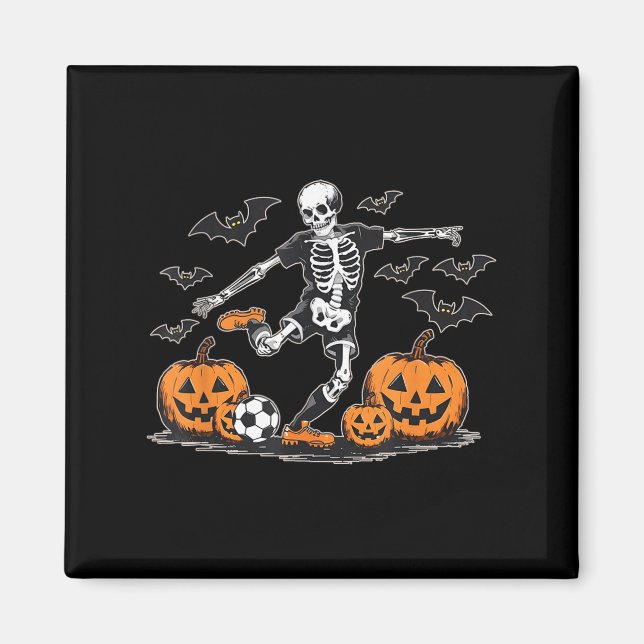 Funny Skeleton Soccer Men Boys Kids Halloween Cost Magnet (Front)