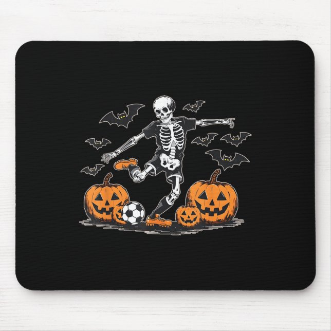 Funny Skeleton Soccer Men Boys Kids Halloween Cost Mouse Mat (Front)