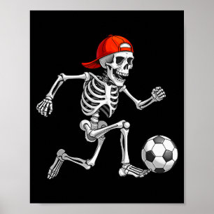 Funny Skeleton Soccer Men Boys Kids Halloween Cost Poster