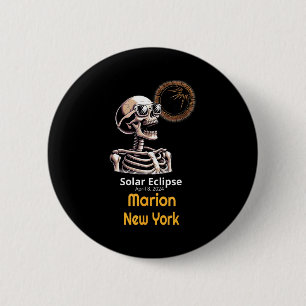 Funny Skeleton Solar Eclipse Marion York 6 Cm Round Badge