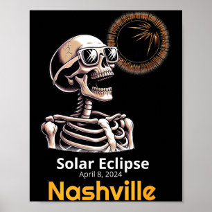 Funny Skeleton Solar Eclipse Nashville Indiana Poster