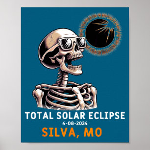 Funny Skeleton Solar Eclipse Silva Missouri Poster