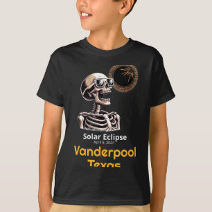 Funny Skeleton Solar Eclipse Vanderpool Texas T-Shirt