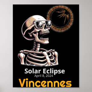 Funny Skeleton Solar Eclipse Vincennes Indiana Poster