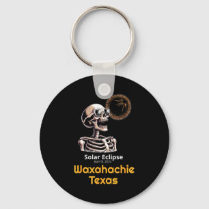Funny Skeleton Solar Eclipse Waxahachie Texas Key Ring