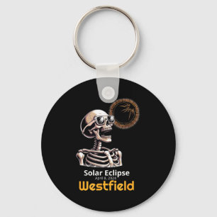 Funny Skeleton Solar Eclipse Westfield Indiana Key Ring