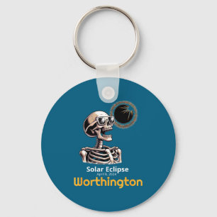 Funny Skeleton Solar Eclipse Worthington Indiana Key Ring