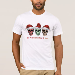 Funny Skeleton Spooky Vibes Head Christmas Party T-Shirt
