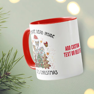 Funny Skeleton Spooky Vibes Skull Head Christmas Mug