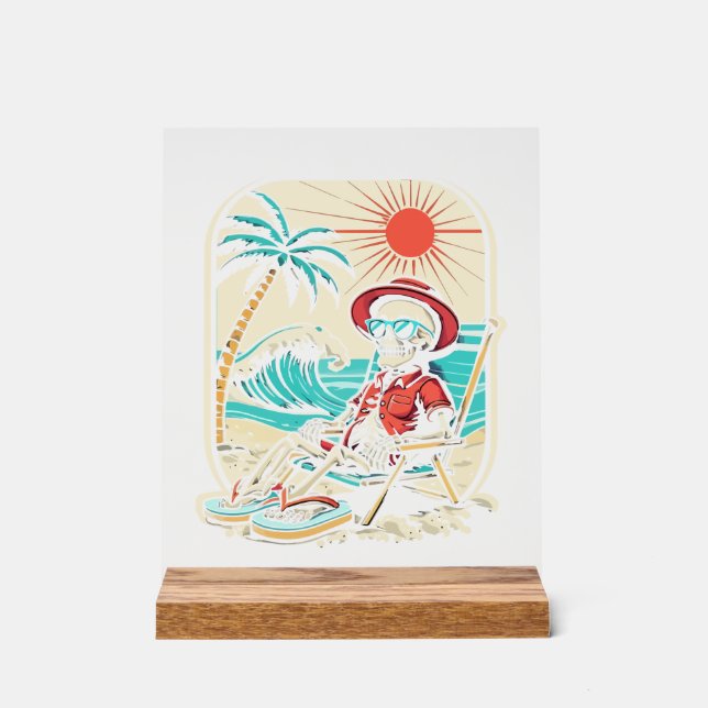 Funny Skeleton Summer Acrylic Sign (Front)