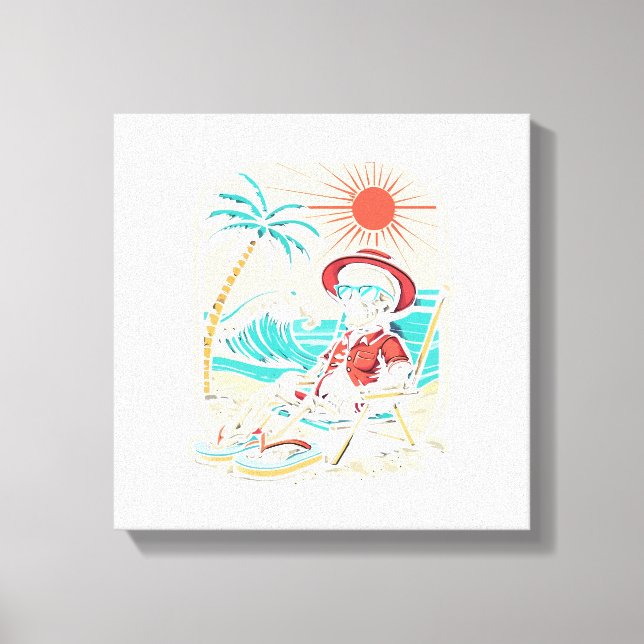 Funny Skeleton Summer Canvas Print (Front)