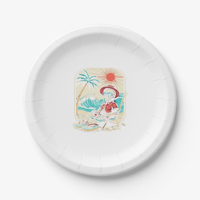 Funny Skeleton Summer Paper Plate (Front)