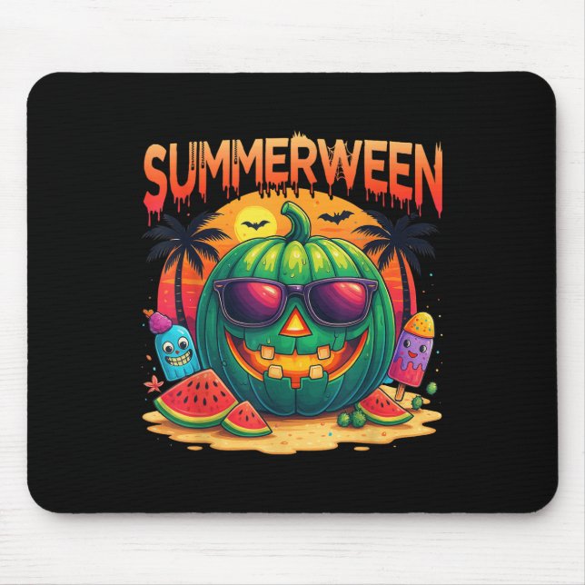 Funny Skeleton Summer Summerween Watermelon Jack-o Mouse Mat (Front)