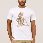 Funny Skeleton T-Shirt<br><div class="desc">Funny smiling skeleton with his bony hand resting on his chin.</div>