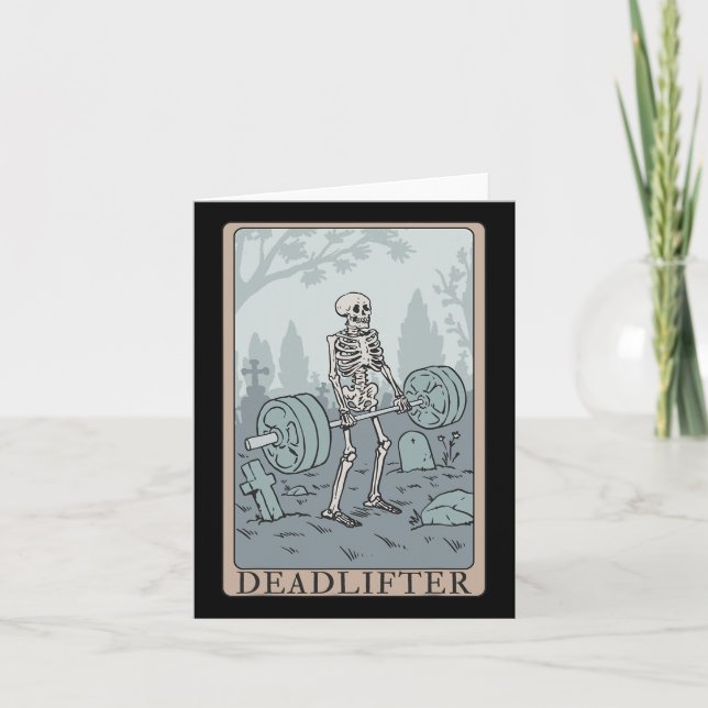 Funny Skeleton Tarot Card Deadlifter Bodybuilding  (Front)
