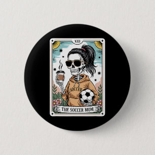 Funny Skeleton Tarot Card Halloween Soccer Mom Mot 6 Cm Round Badge