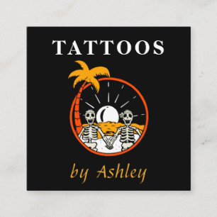 Funny Skeleton Tattoo Artist Creative Social Media Square Business Card