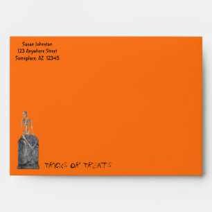 Funny Skeleton Tombstone Halloween Envelope