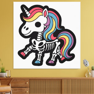 Funny Skeleton Unicorn Lovers Spooky Halloween Canvas Print