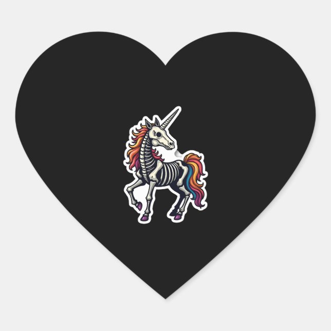Funny Skeleton Unicorn Lovers Spooky Halloween Cos Heart Sticker (Front)