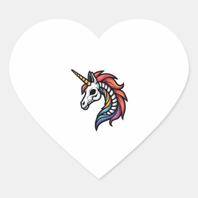 Funny Skeleton Unicorn Lovers Spooky Halloween Cos Heart Sticker (Front)