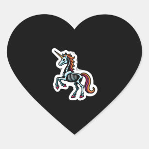 Funny Skeleton Unicorn Lovers Spooky Halloween Cos Heart Sticker
