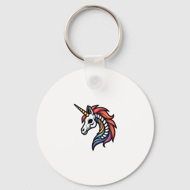 Funny Skeleton Unicorn Lovers Spooky Halloween Cos Key Ring (Front)