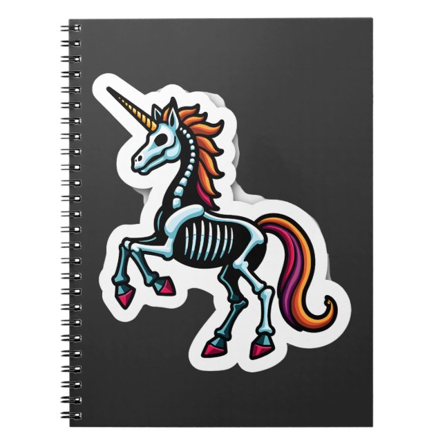 Funny Skeleton Unicorn Lovers Spooky Halloween Cos Notebook (Front)