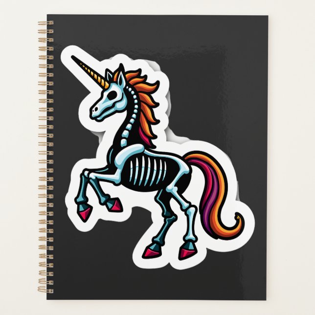 Funny Skeleton Unicorn Lovers Spooky Halloween Cos Planner (Front)