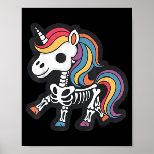 Funny Skeleton Unicorn Lovers Spooky Halloween Poster