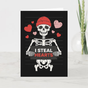 Funny Skeleton Valentine I Steal Hearts Xoxo Be Mi Card