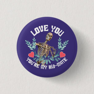 Funny Skeleton Valentine Rib Mate Goth Humour 3 Cm Round Badge
