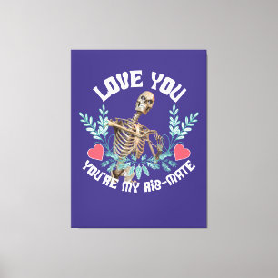 Funny Skeleton Valentine Rib Mate Goth Humour Canvas Print
