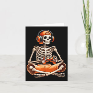 Funny Skeleton Video Game Halloween Gaming Gamer B Card