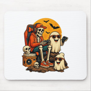 Funny Skeleton Video Game Halloween Gaming Gamer B Mouse Mat