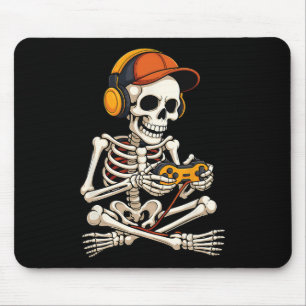 Funny Skeleton Video Game Halloween Gaming Gamer B Mouse Mat