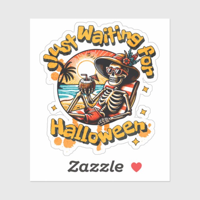 Funny Skeleton Waiting for Halloween Beach Vibe (Sheet)