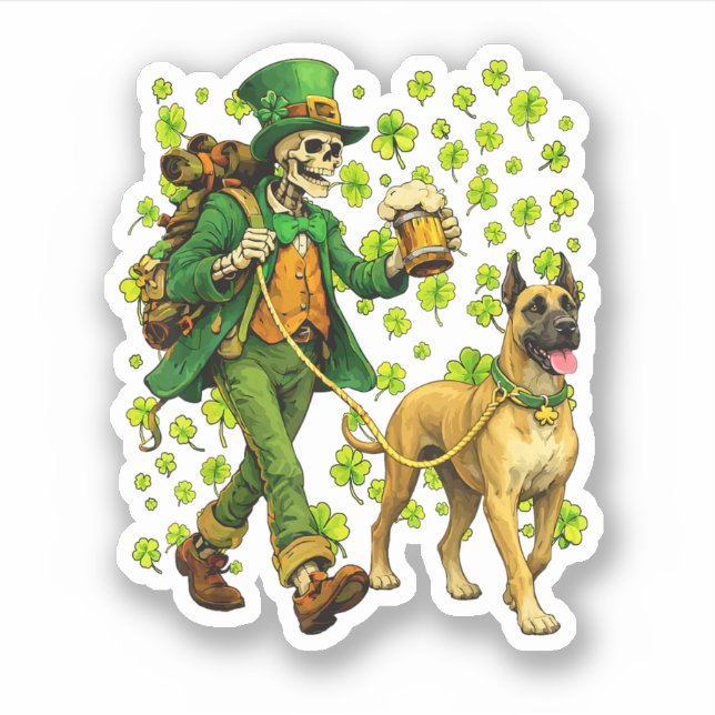 Funny Skeleton Walking Great Dane Gothic Dog Lover (Front)