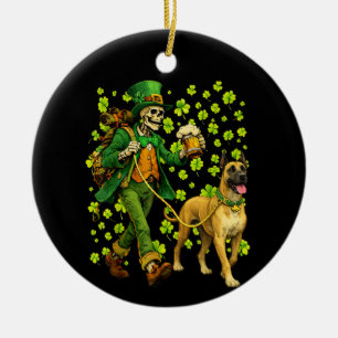 Funny Skeleton Walking Great Dane Gothic Dog Lover Ceramic Tree Decoration