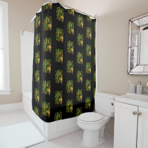 Funny Skeleton Walking Great Dane Gothic Dog Lover Shower Curtain