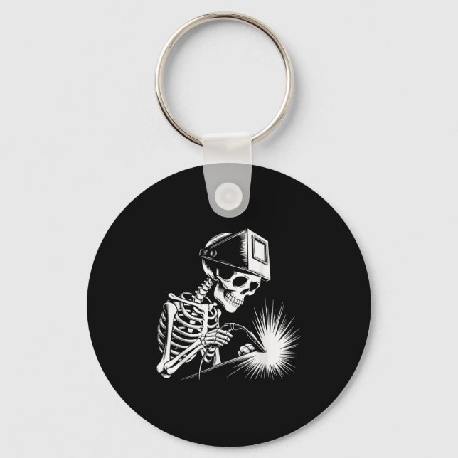 Funny Skeleton Welding Lovers Spooky Halloween Wel Key Ring (Front)