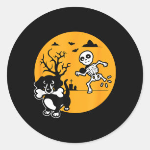 Funny Skeleton Wiener Shirt Sausage Dog Halloween Classic Round Sticker