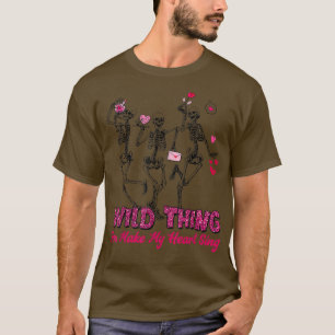 Funny Skeleton Wild Thing You Make My Heart Sing V T-Shirt