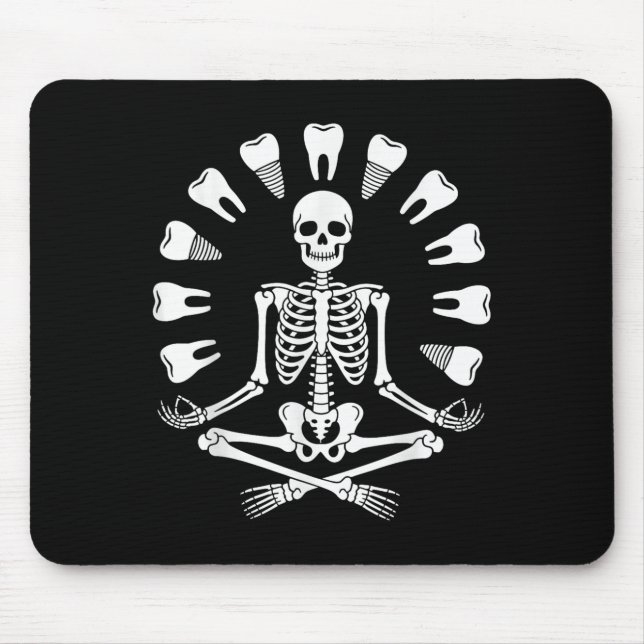 Funny Skeleton Yoga Dentist Tooth Dental Hygienist Mouse Mat (Front)