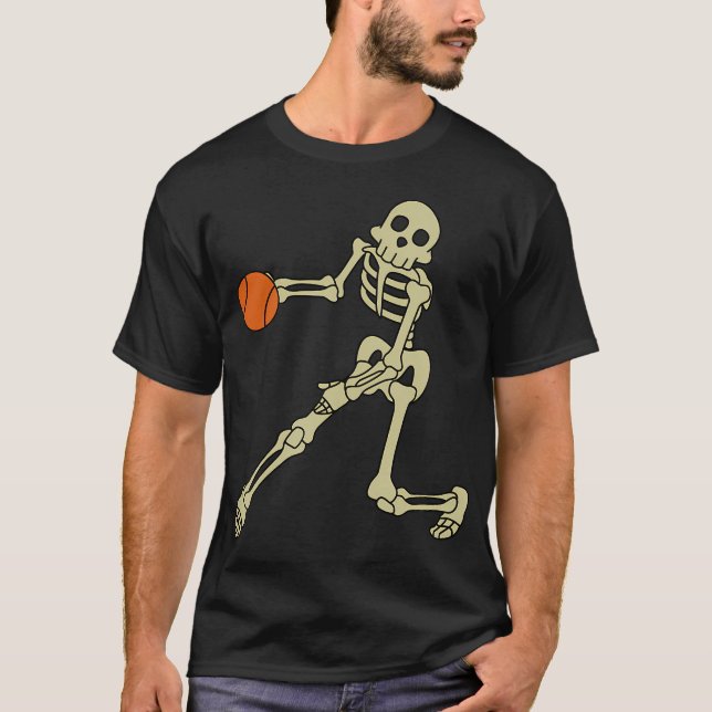 Funny Skeletons Basketball Skeletons Halloween Cos T-Shirt (Front)